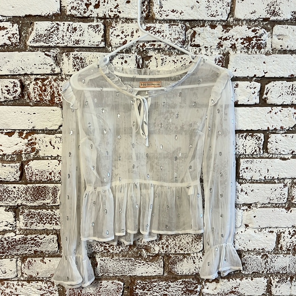 White Sparkly Dot Blouse!